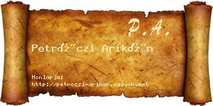Petróczi Arikán névjegykártya